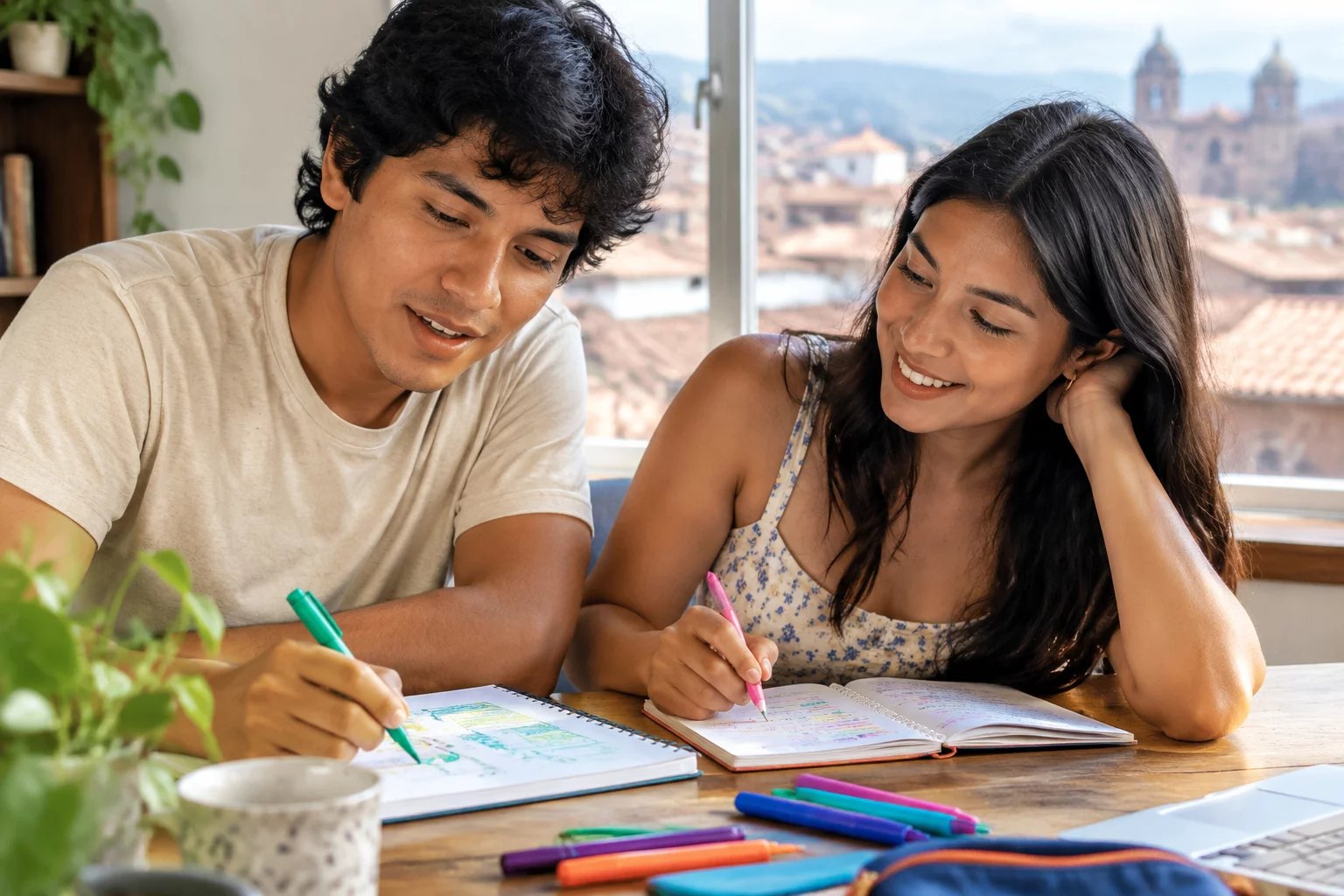 Preparación de la siguiente ronda, con cuadernos abiertos